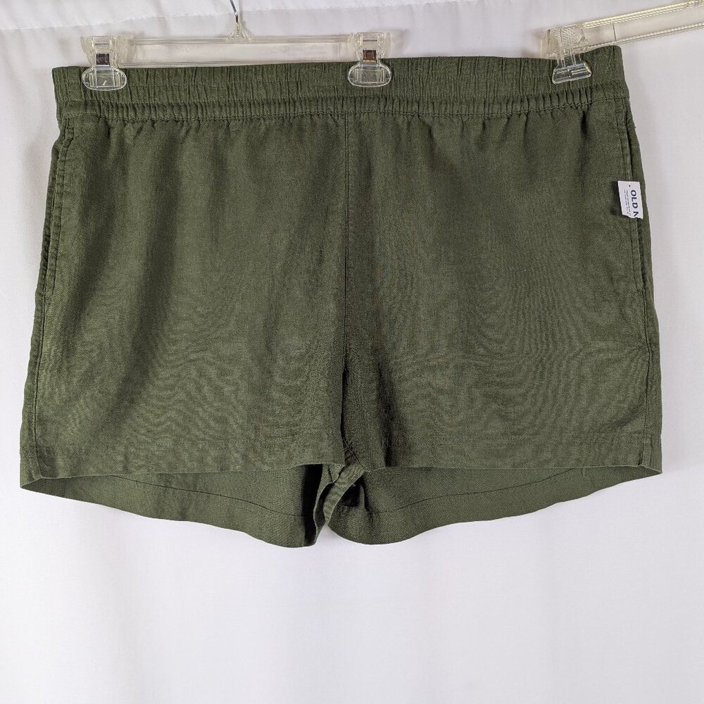 Old Navy Linen Blend Olive Green Shorts High Rise 3.5" Inseam Size XXL NEW NWT